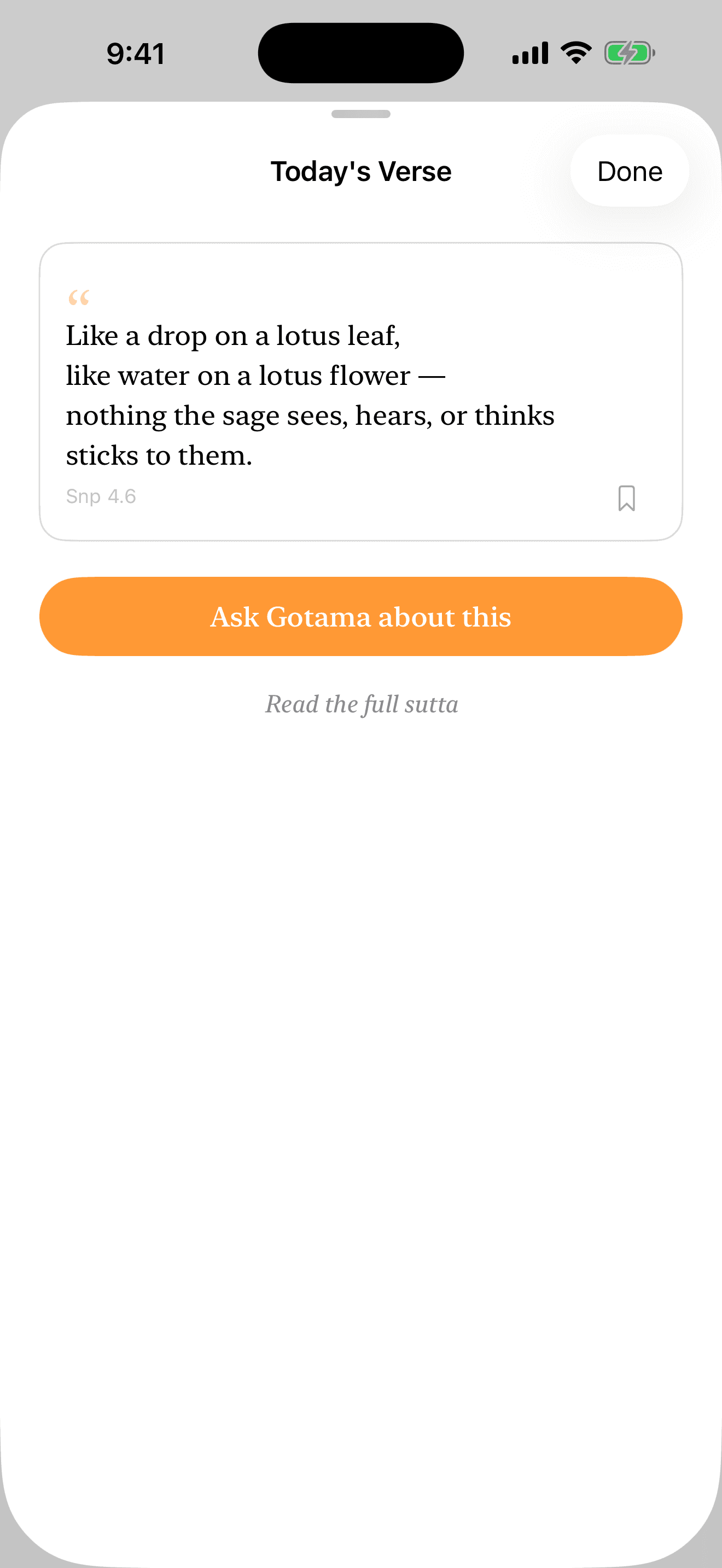 Today's verse from the Atthakavagga with a button to ask Gotama about it